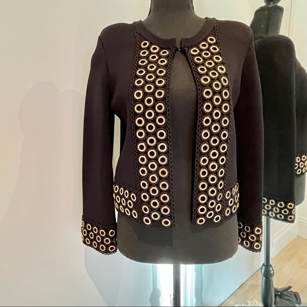 Elegant Maje Music Knitted Cardigan In Black